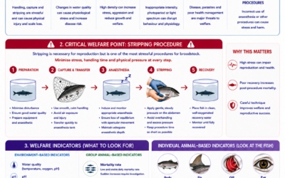 EURCAW-Aqua has recently published on LinkedIn a new series of infographics on welfare assessment for salmon and trout broodstock in RAS